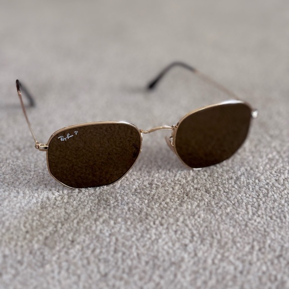 Ray-Ban Hexagonal Gold Accented Sunglasses!! - Picture 10 of 13